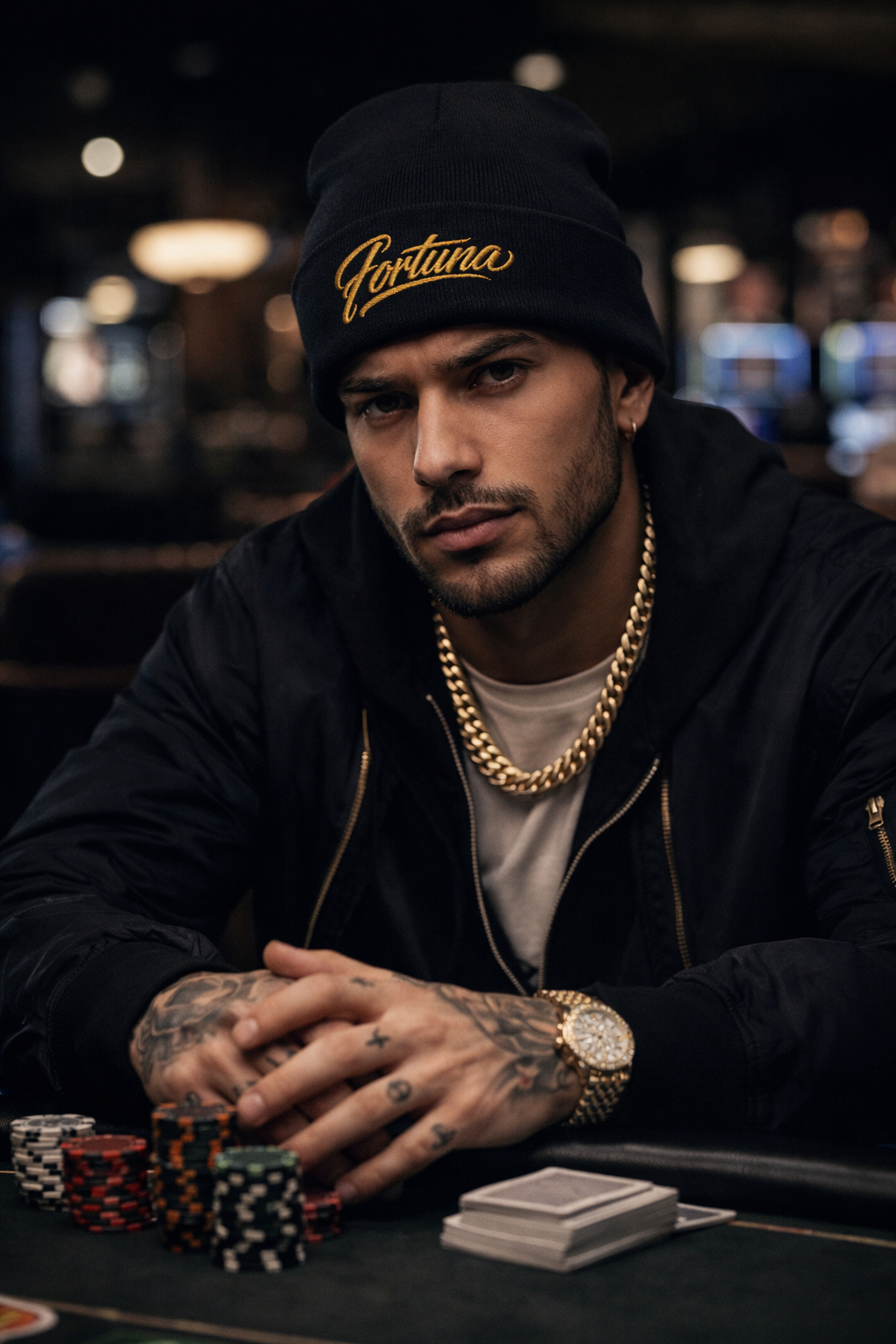 Latin Fortune Gambler's Beanie - Black